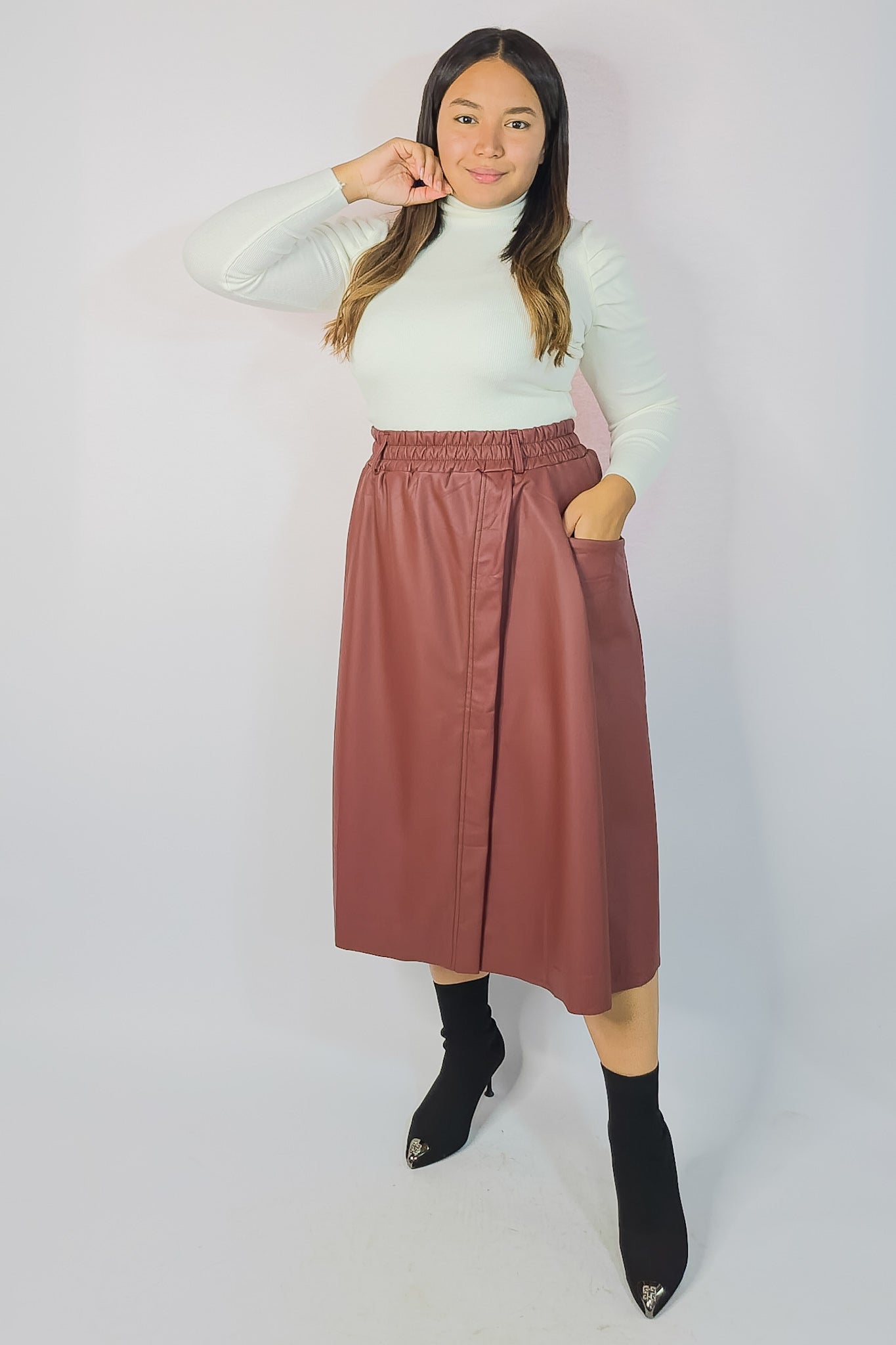 Falda Ecocuero Emma Burdeo