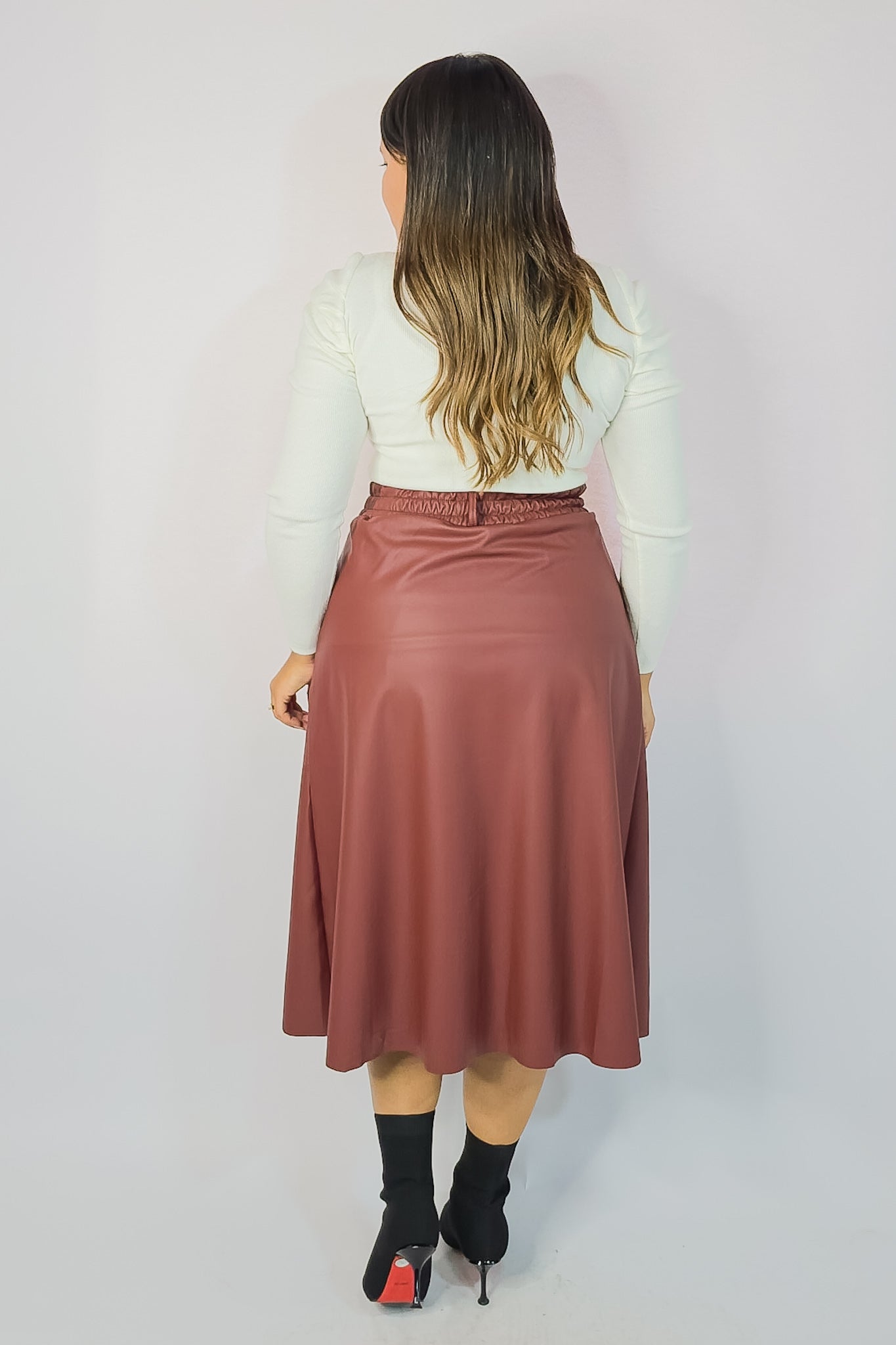 Falda Ecocuero Emma Burdeo