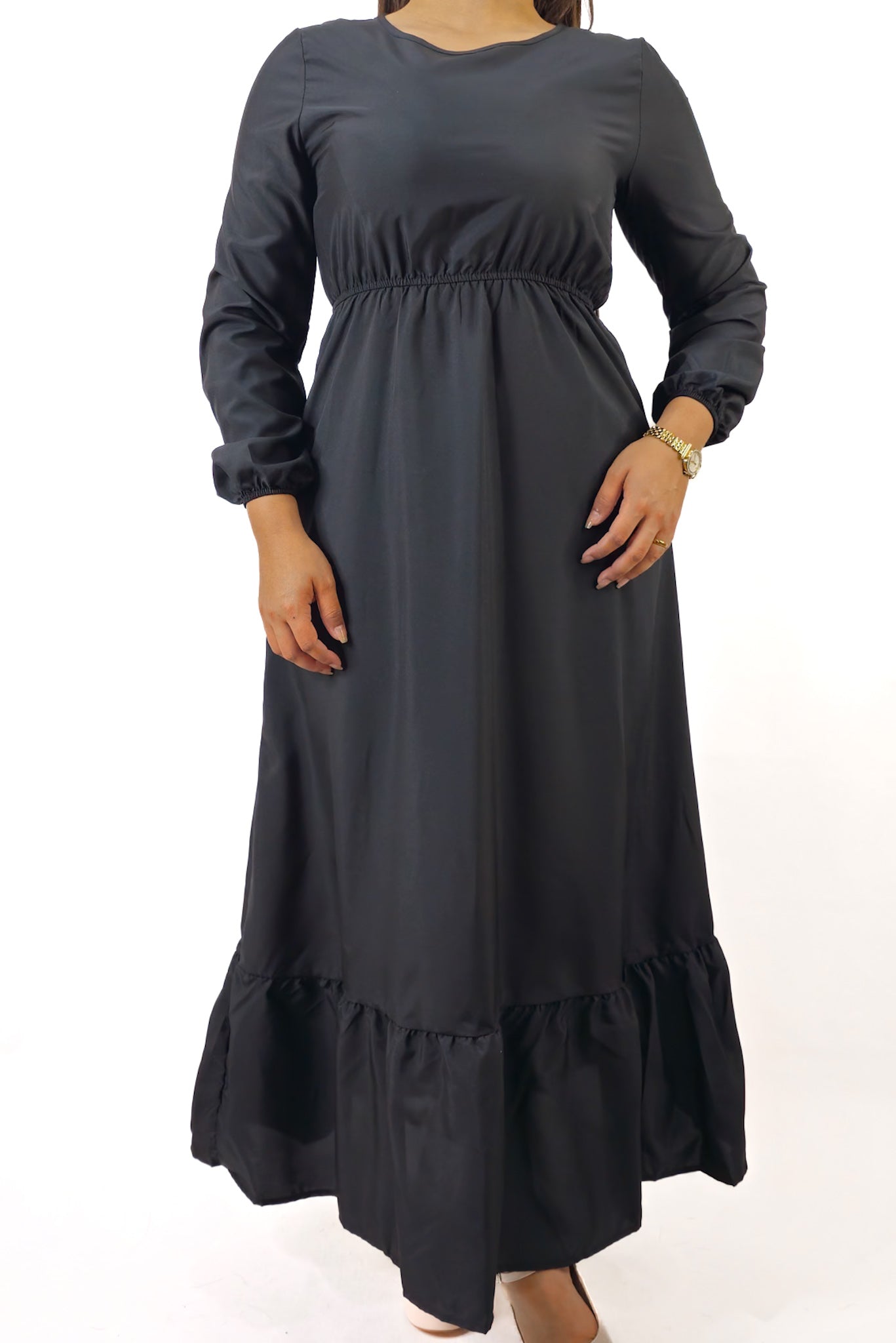 Vestido Unicolor Manga Larga