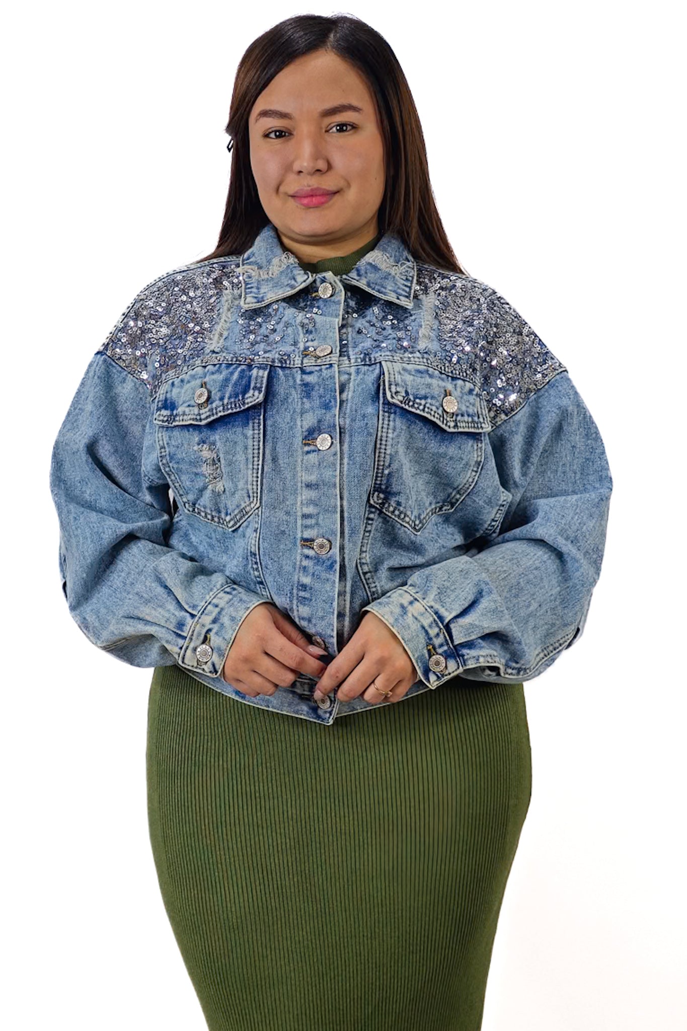 Chaqueta de Mezclilla Brillante