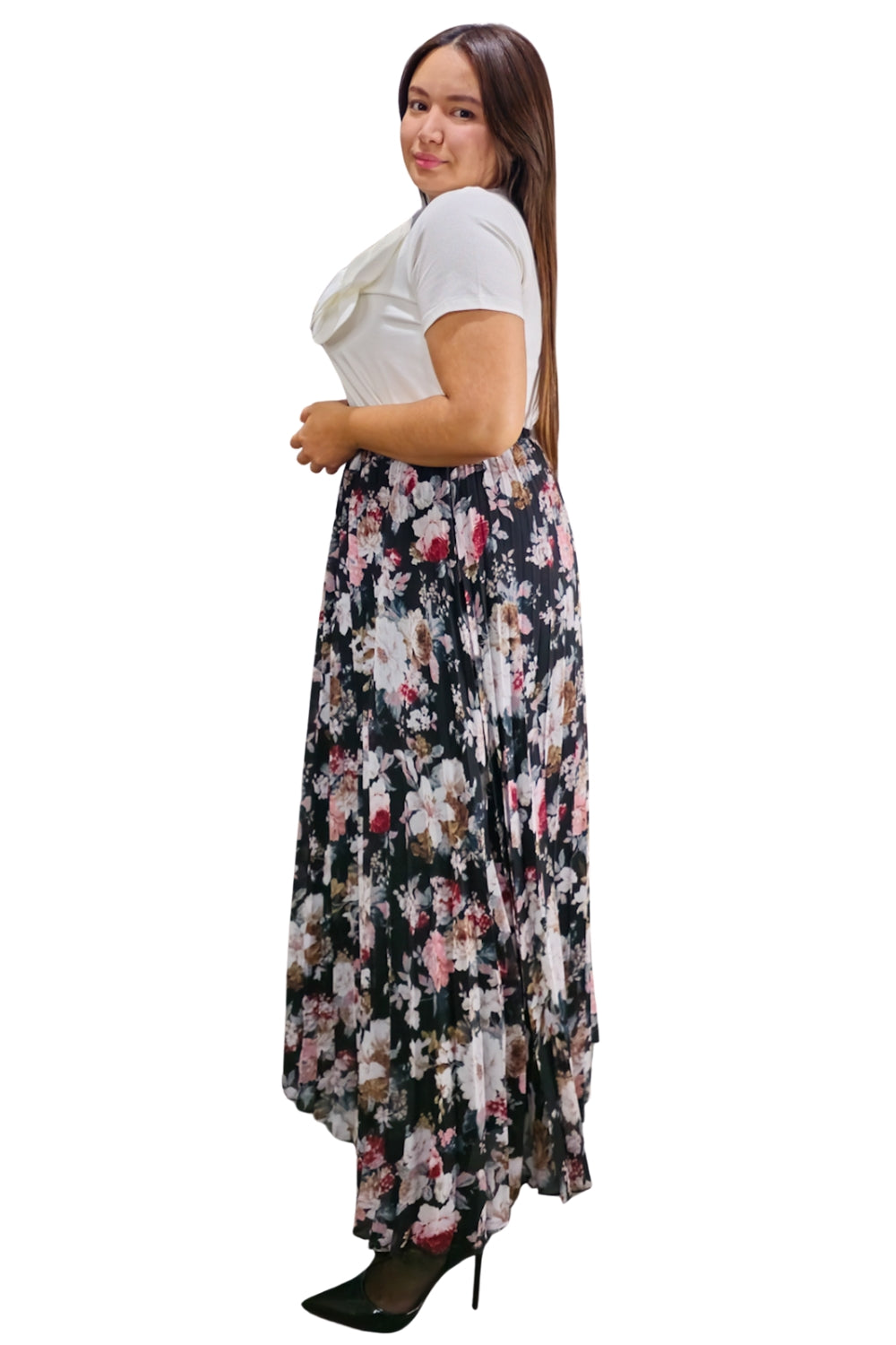 Maxi Falda Plisada Flores Eloise