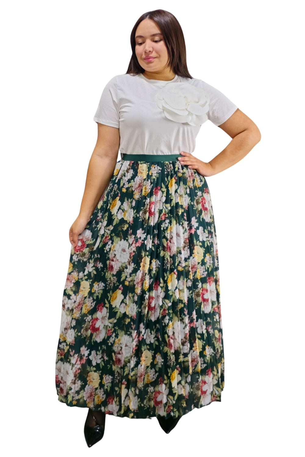 Maxi Falda Plisada Flores Eloise