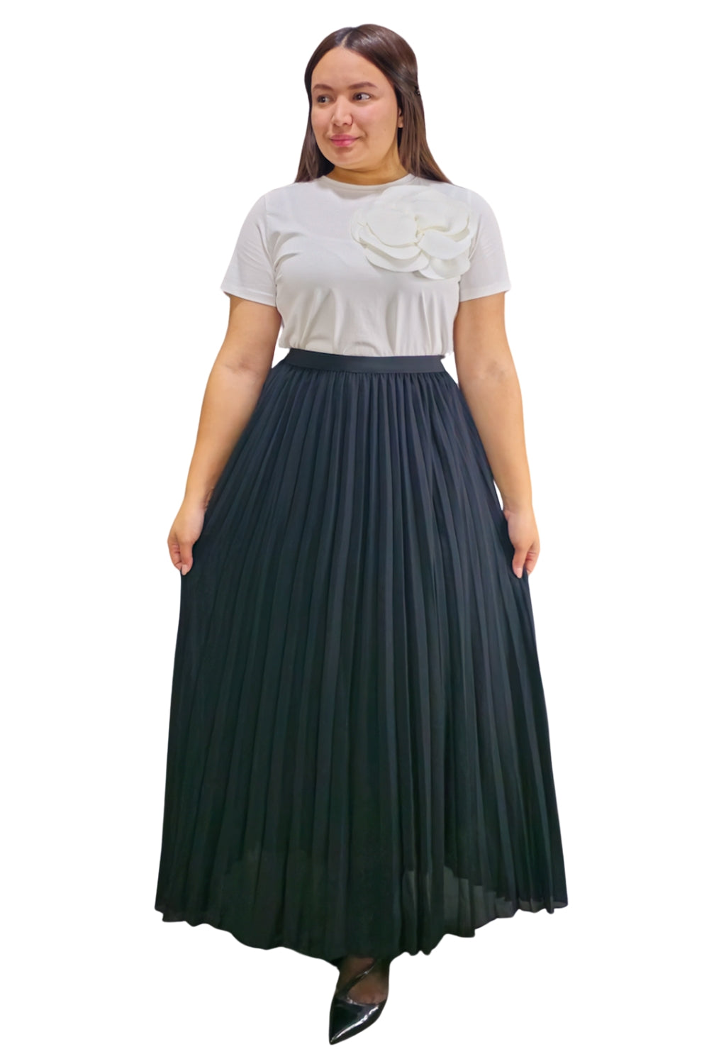 Maxi Falda Plisada Unicolor Lorraine