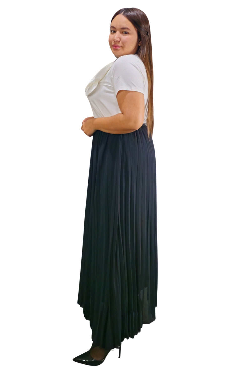 Maxi Falda Plisada Unicolor Lorraine