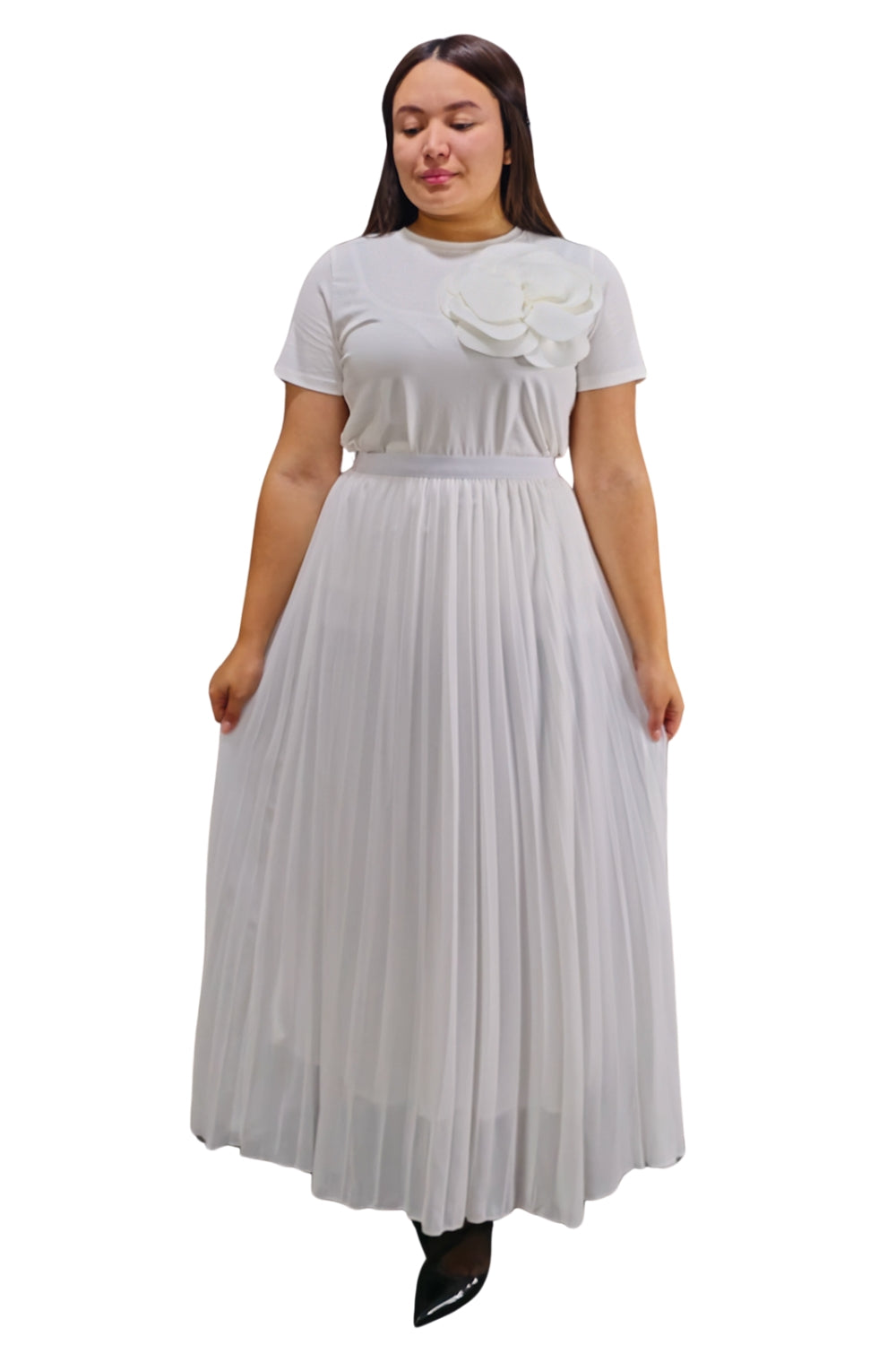 Maxi Falda Plisada Unicolor Lorraine