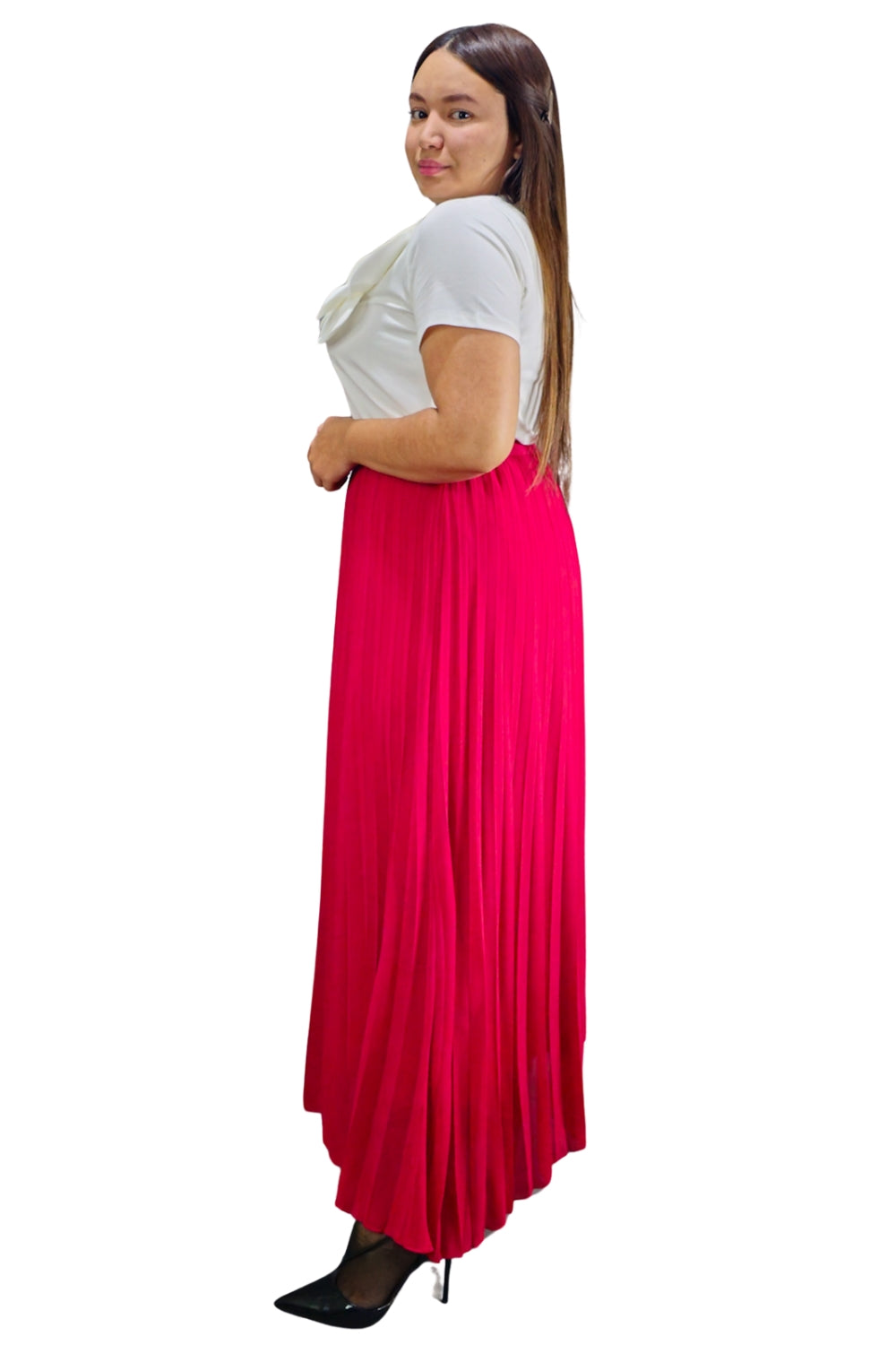 Maxi Falda Plisada Unicolor Lorraine