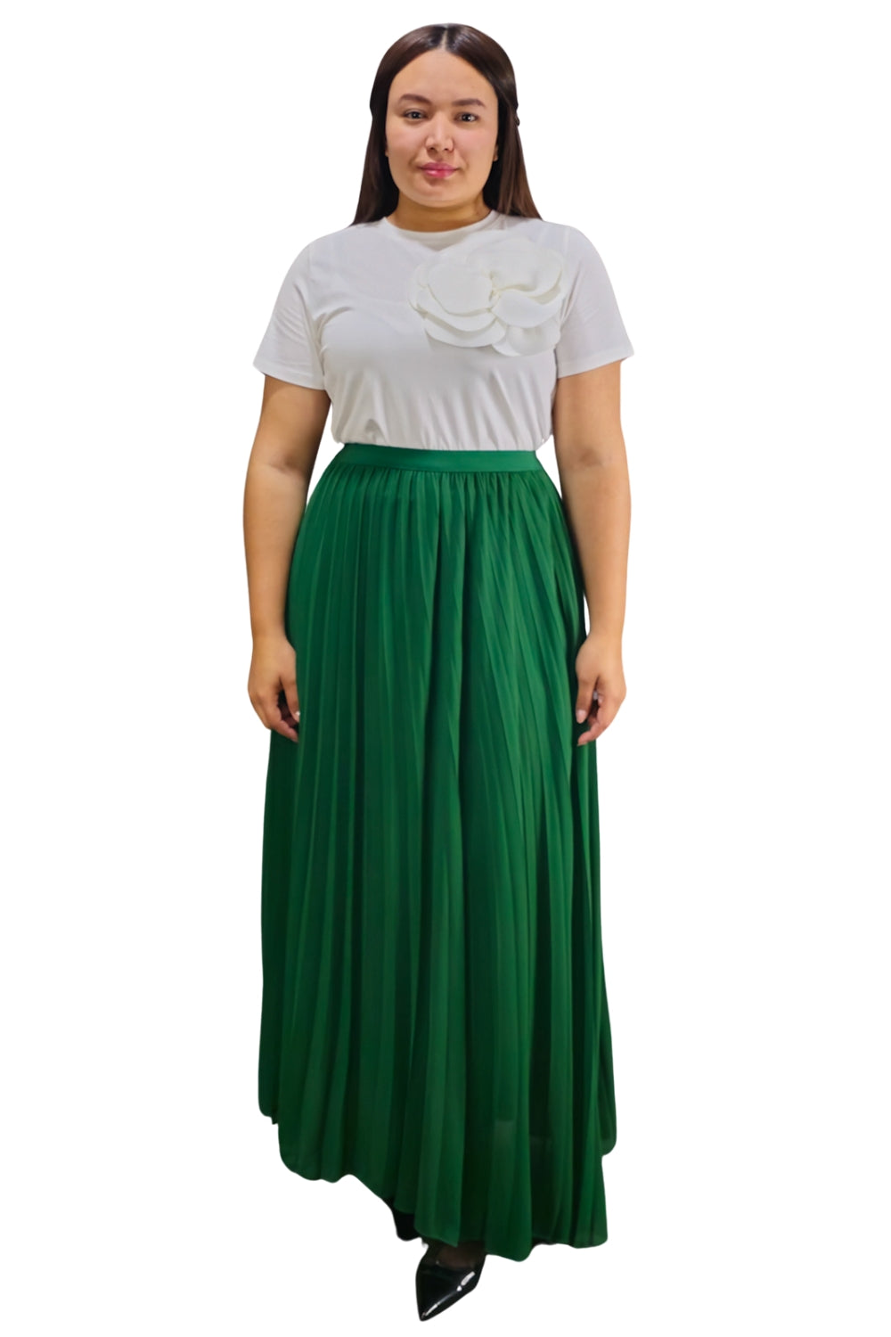 Maxi Falda Plisada Unicolor Lorraine