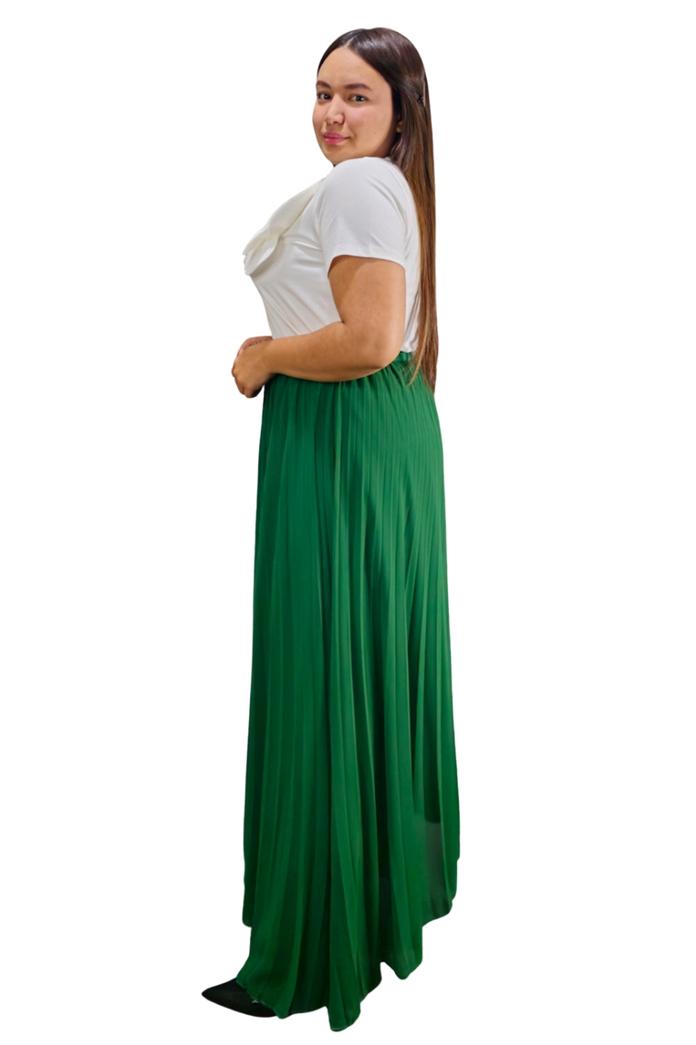 Maxi Falda Plisada Unicolor Lorraine