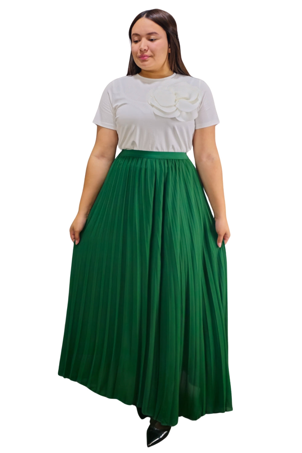 Maxi Falda Plisada Unicolor Lorraine