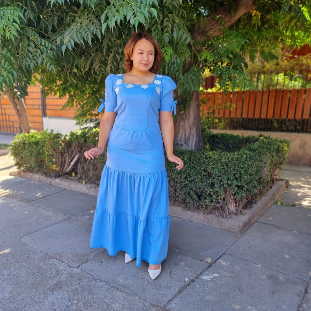 Maxi Vestido de Mezclilla Flores