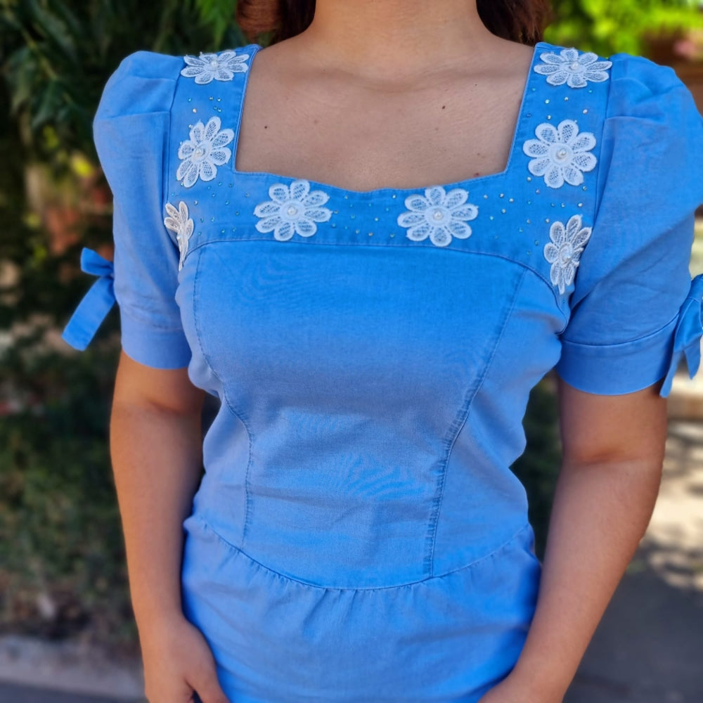 Maxi Vestido de Mezclilla Flores