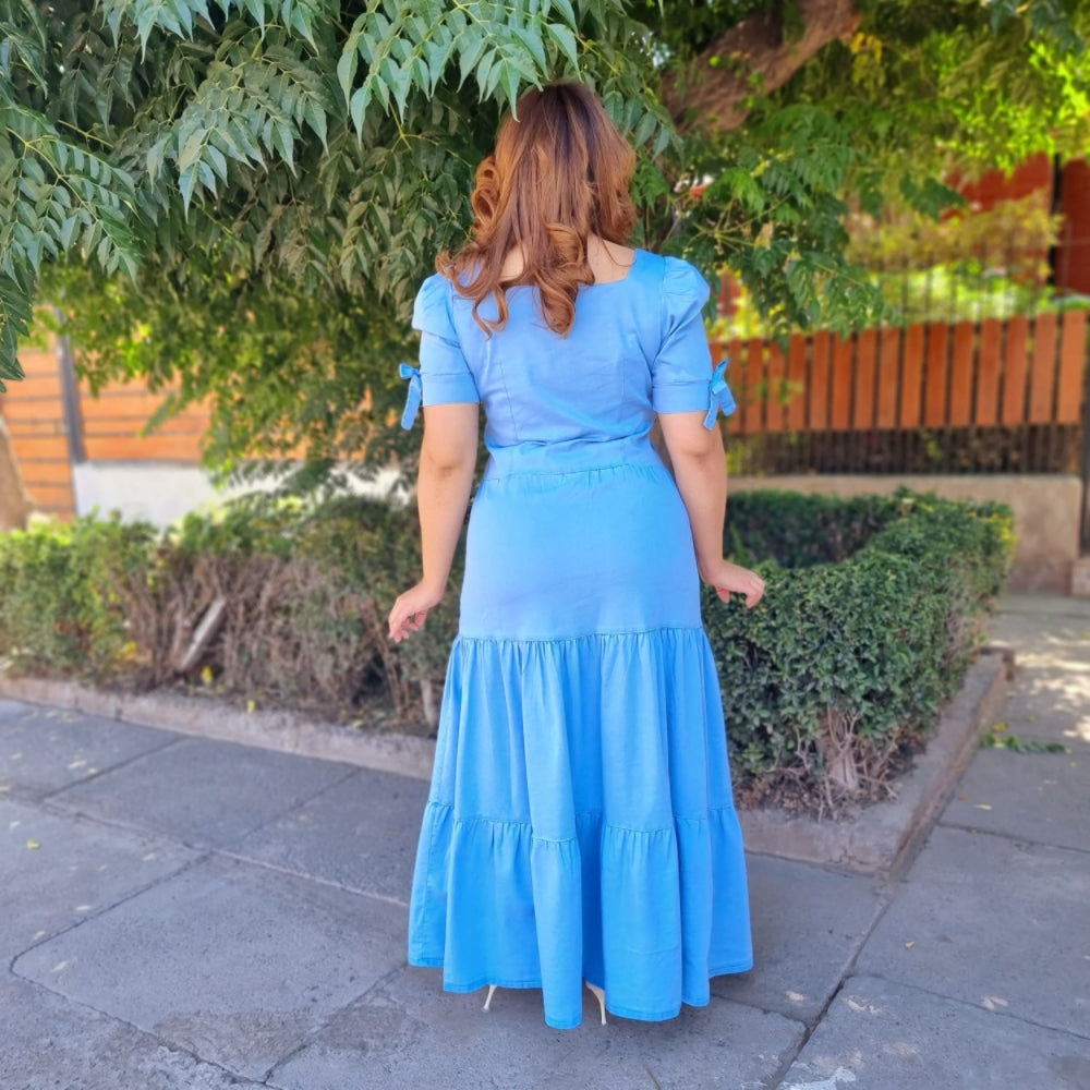 Maxi Vestido de Mezclilla Flores