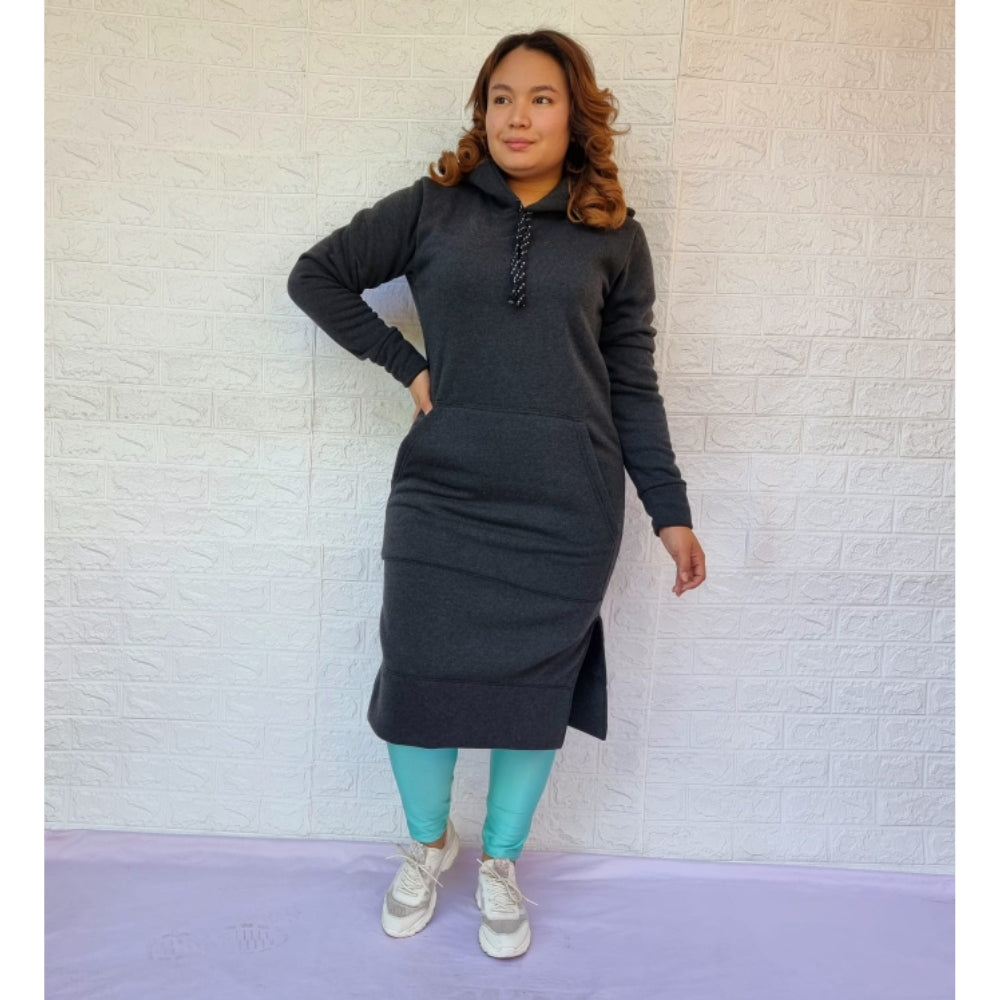 Maxi Poleron Canguro Gris Oscuro