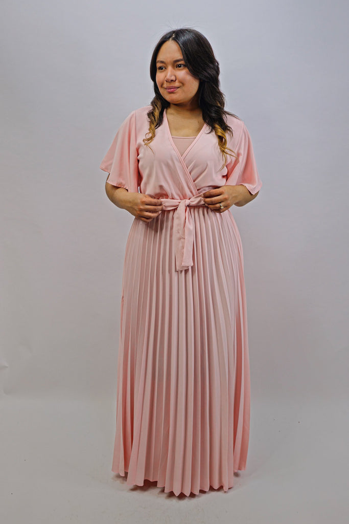 Maxi Vestido Plisado Rosado Enora