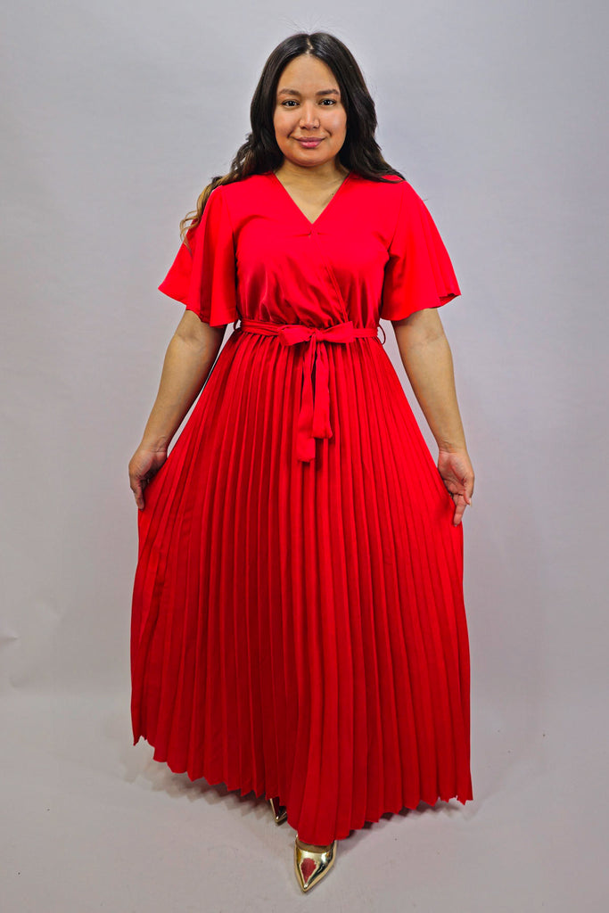 Maxi Vestido Plisado Rojo Enora