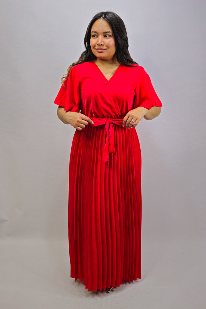 Maxi Vestido Plisado Rojo Enora