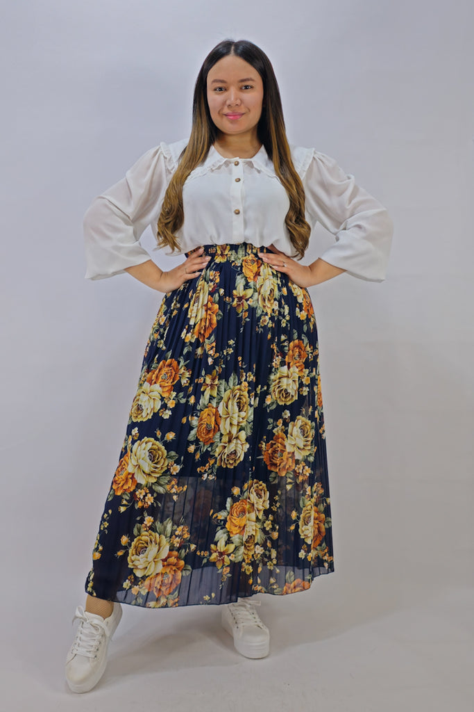 Maxi Falda Azul Florece