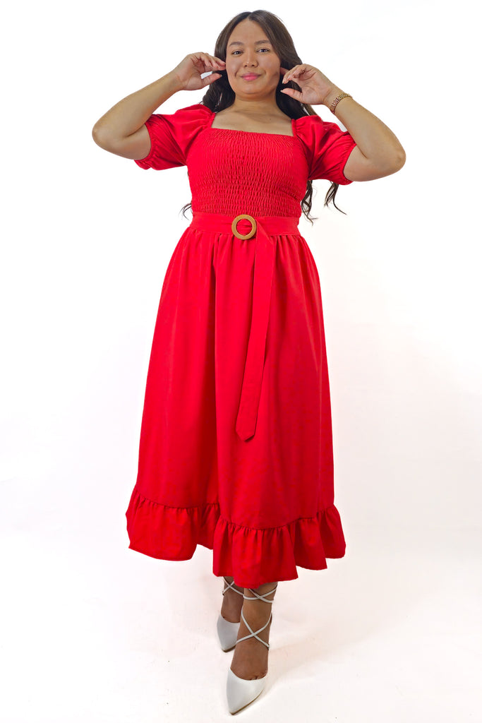 Vestido Unicolor Rojo
