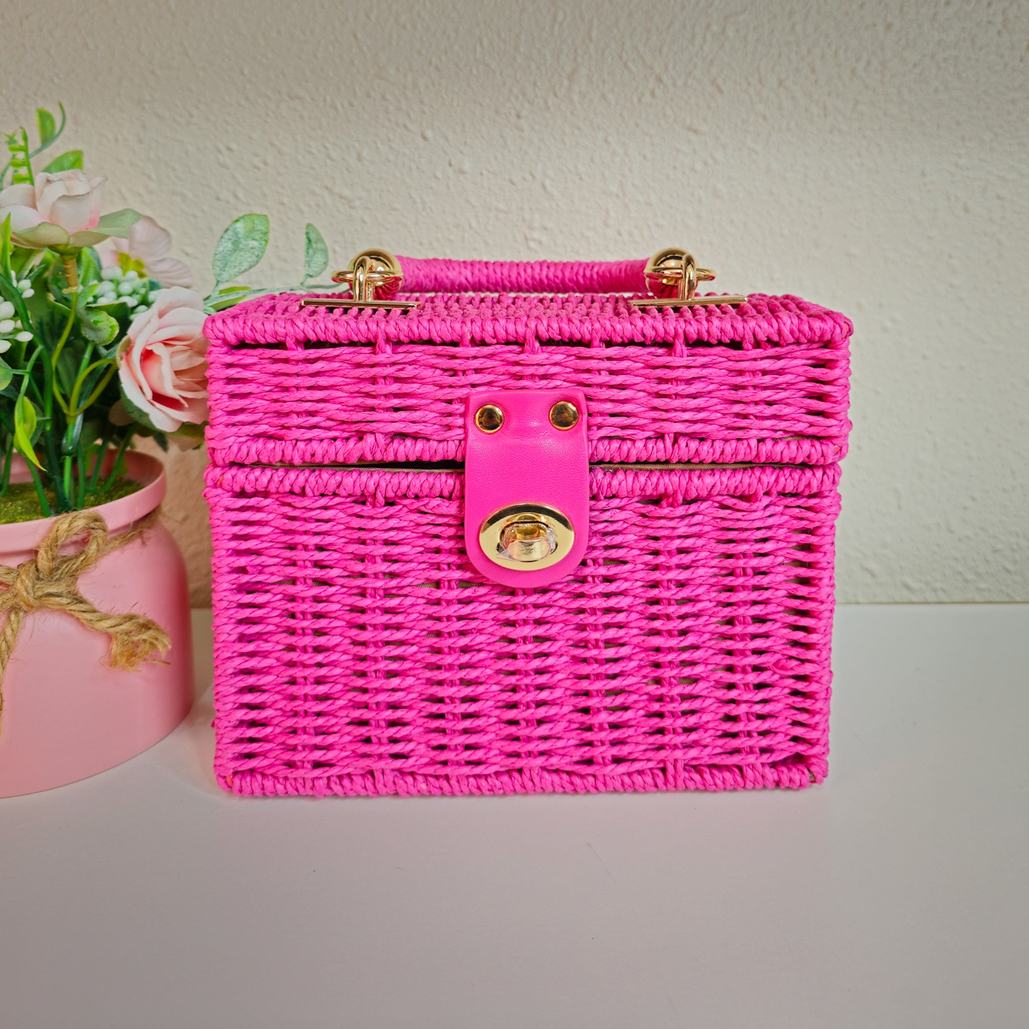 Cartera Ratán Fucsia