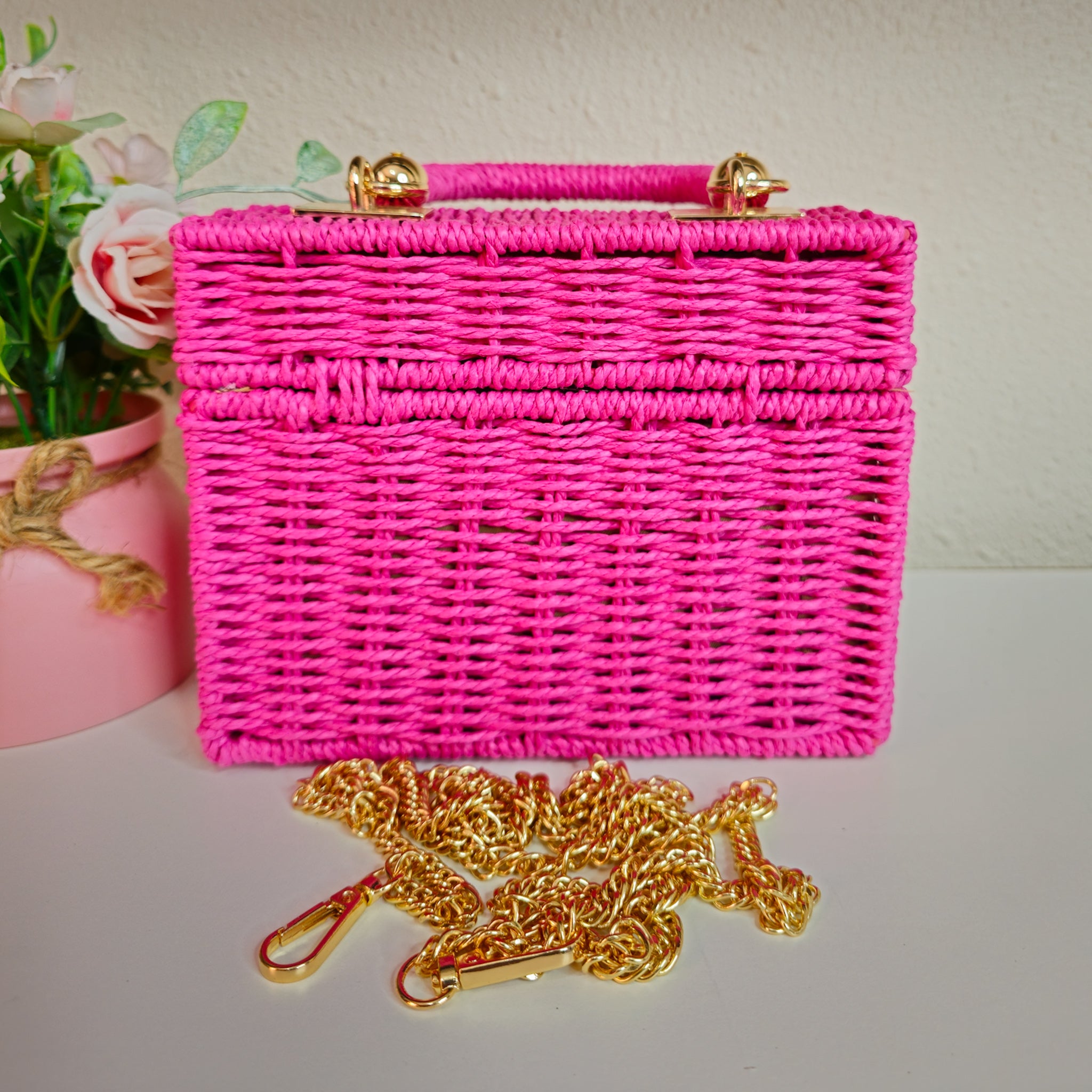 Cartera Ratán Fucsia