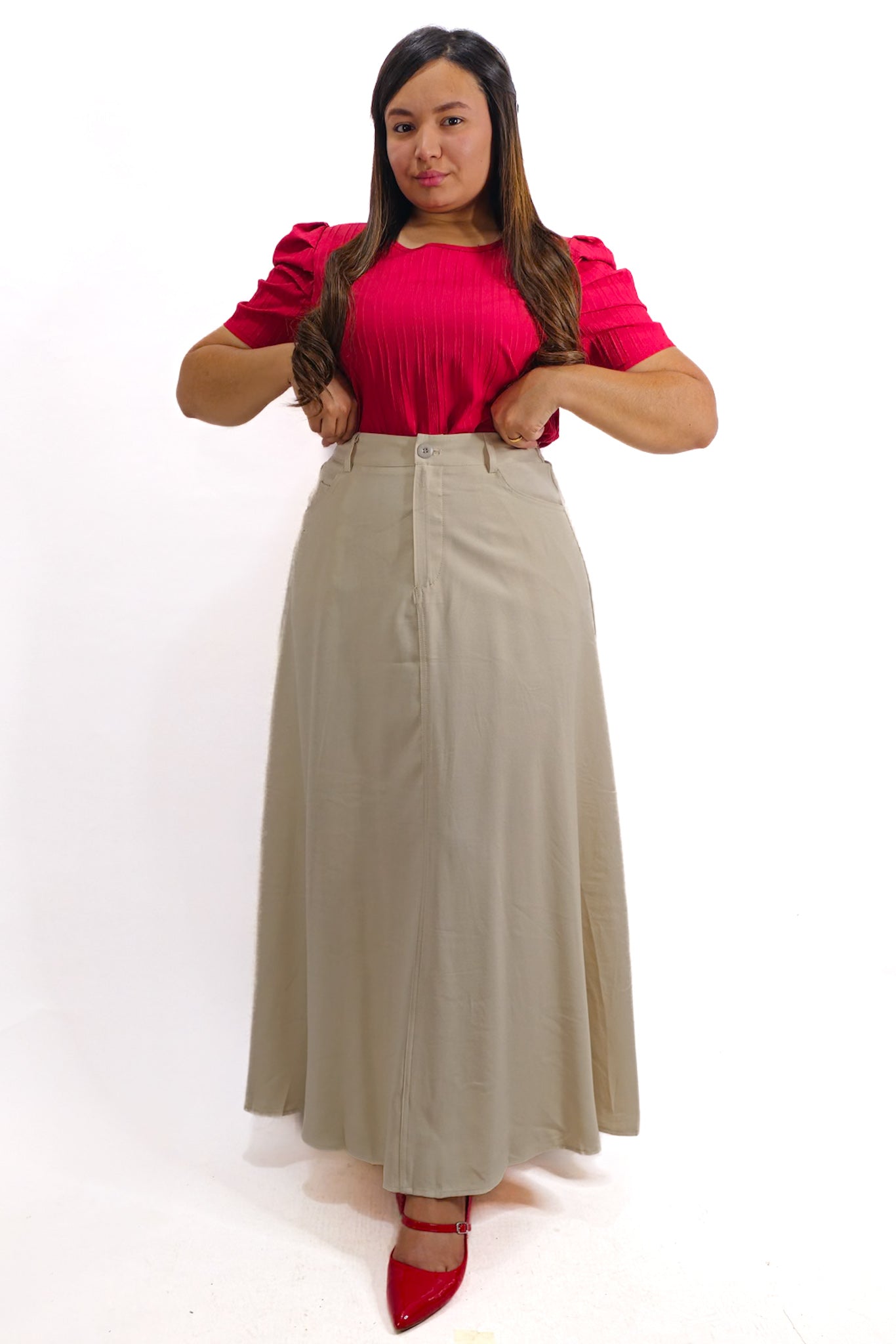 Maxi Falda Sastrera Beige