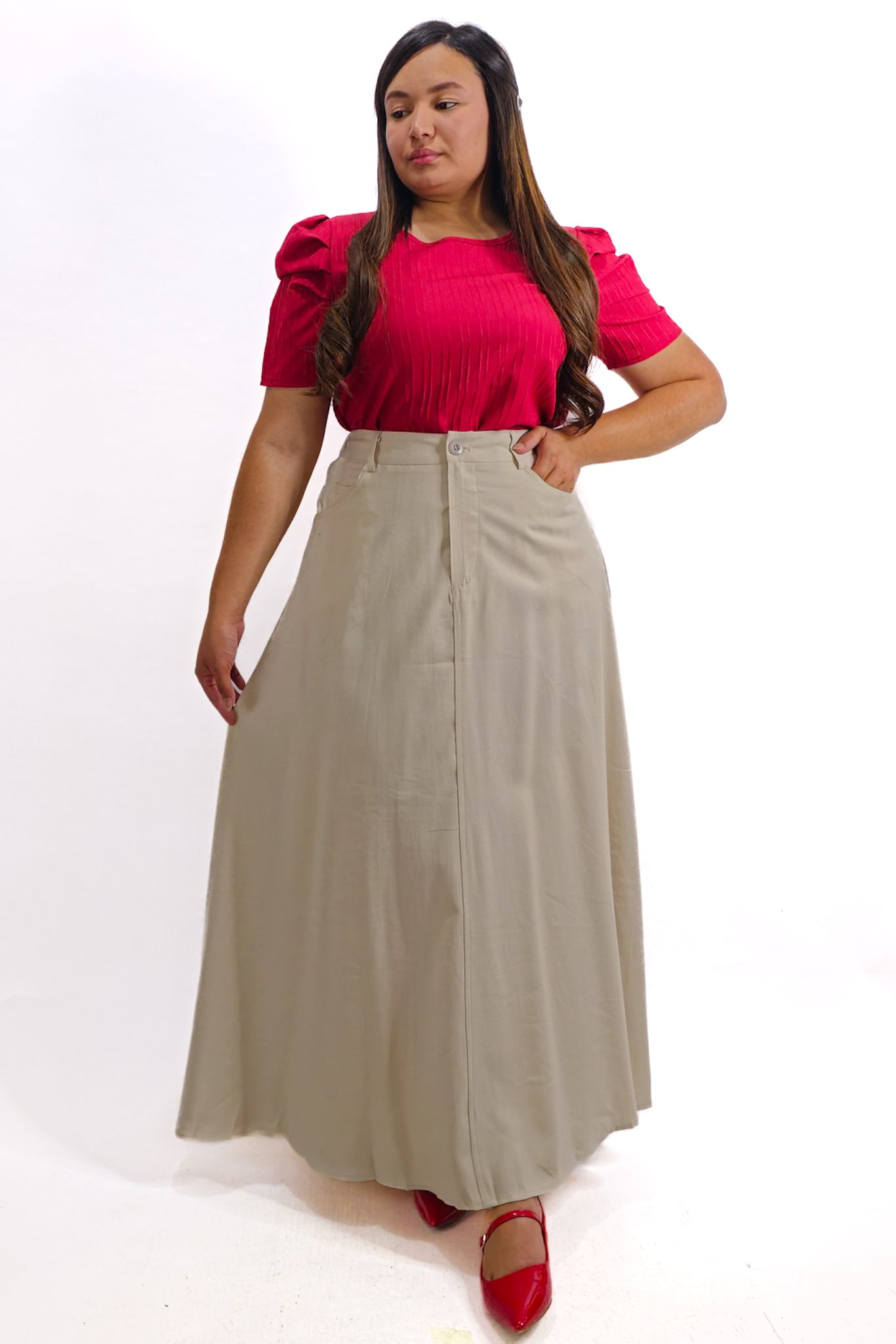 Maxi Falda Sastrera Beige