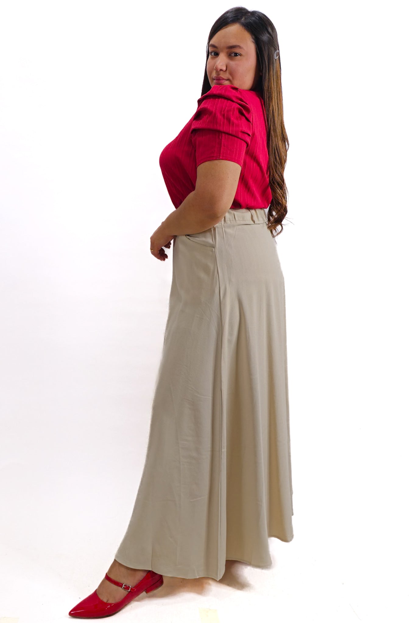 Maxi Falda Sastrera Beige