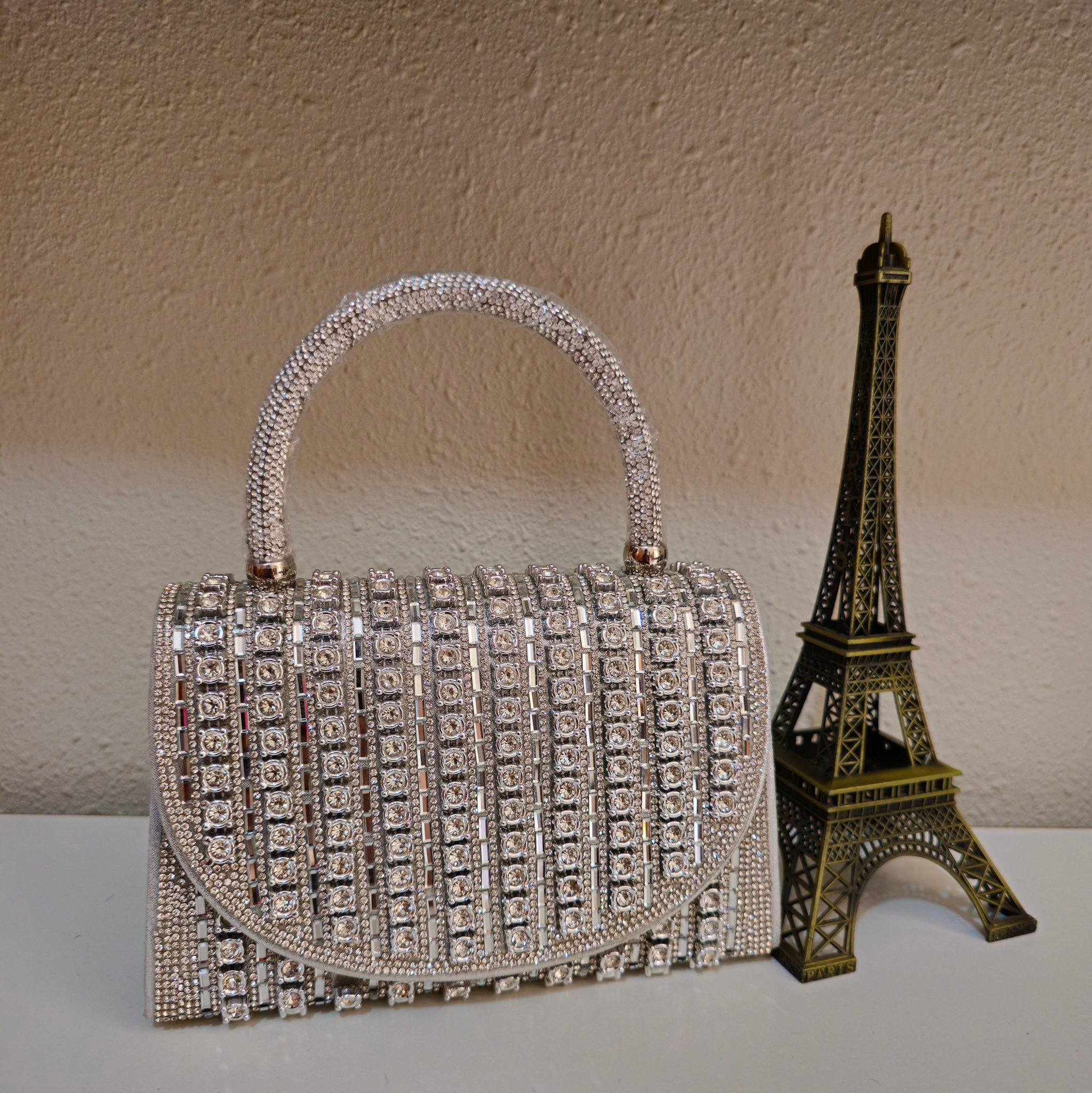 Cartera Diamantes Plateada