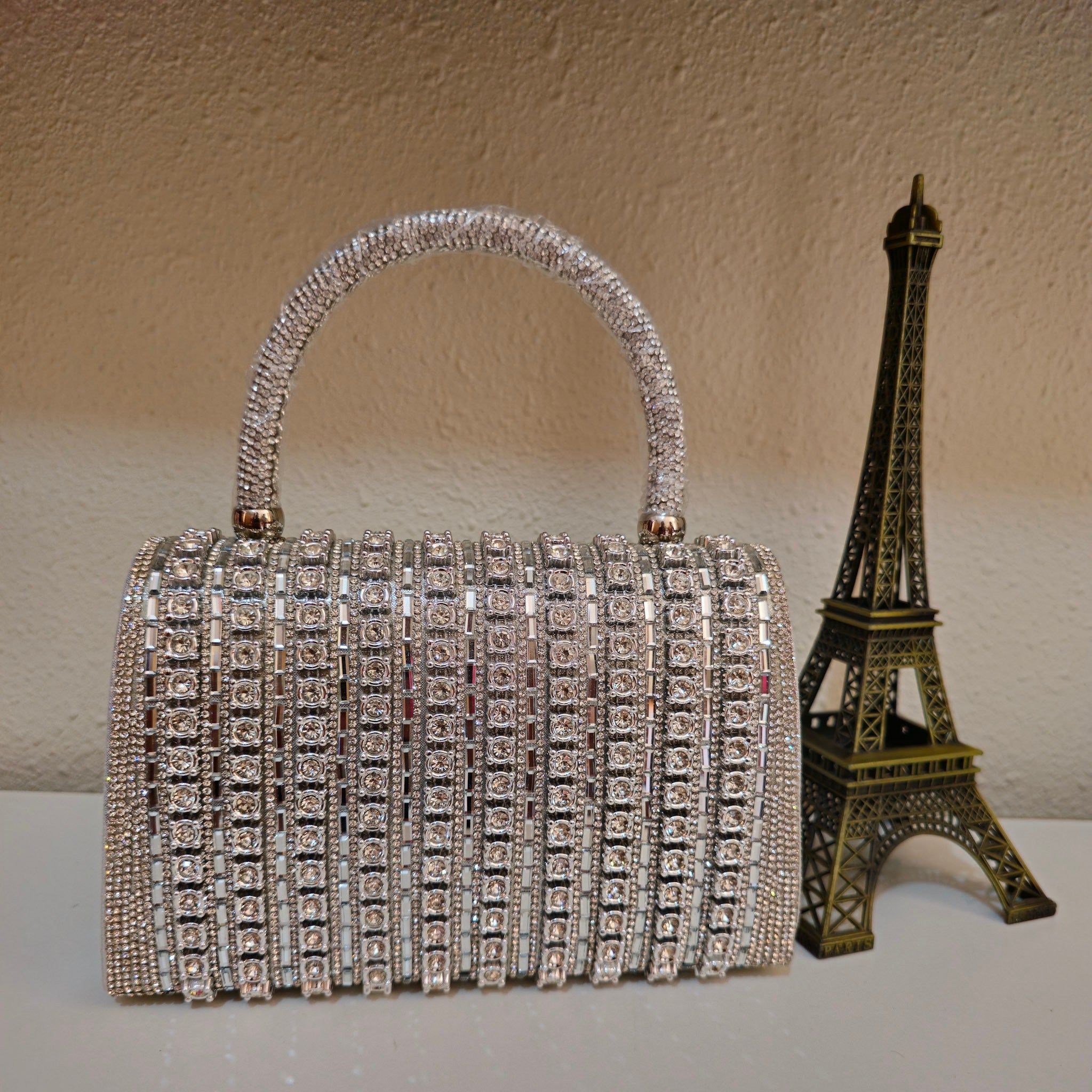 Cartera Diamantes Plateada