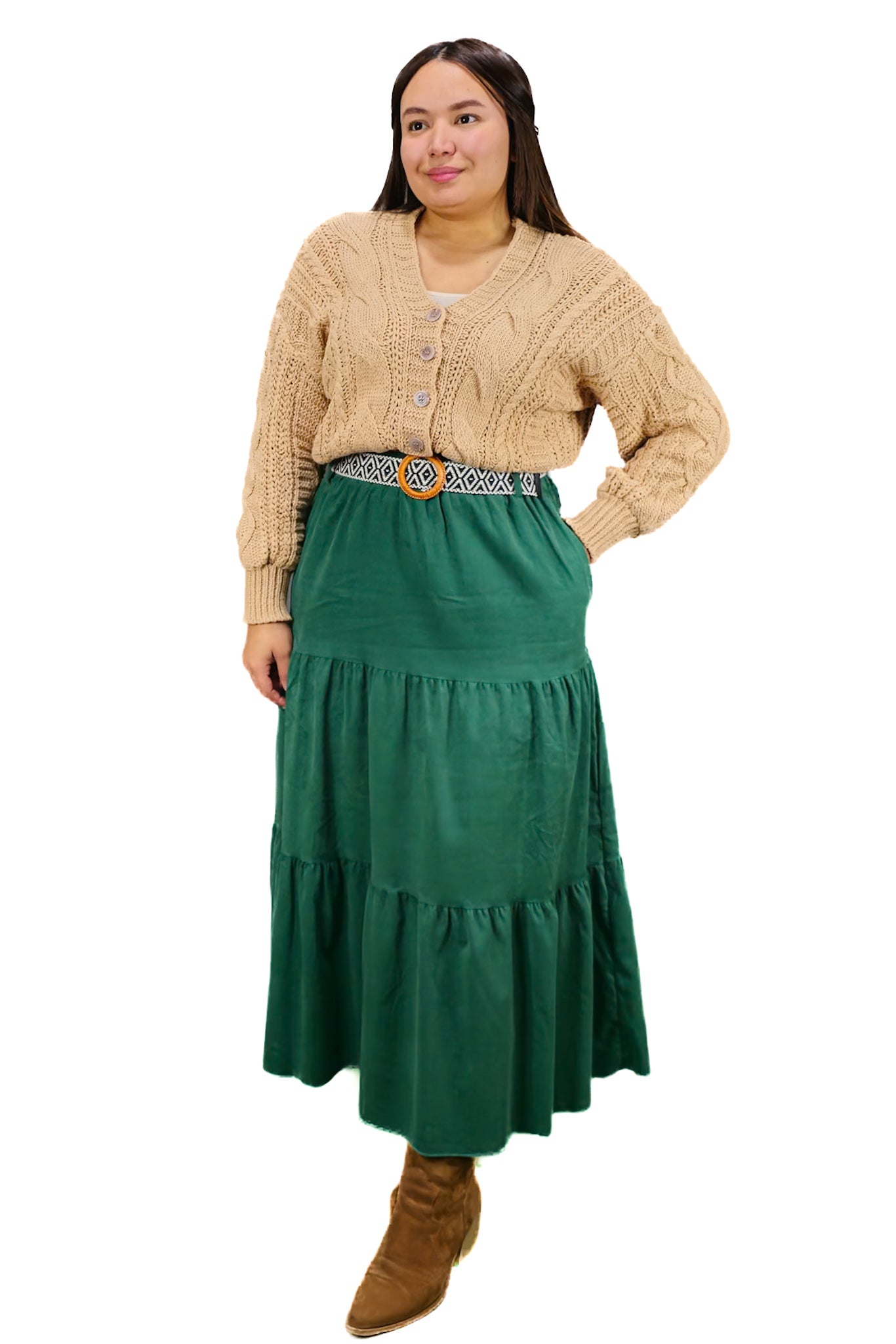 Falda de Cotele Verde
