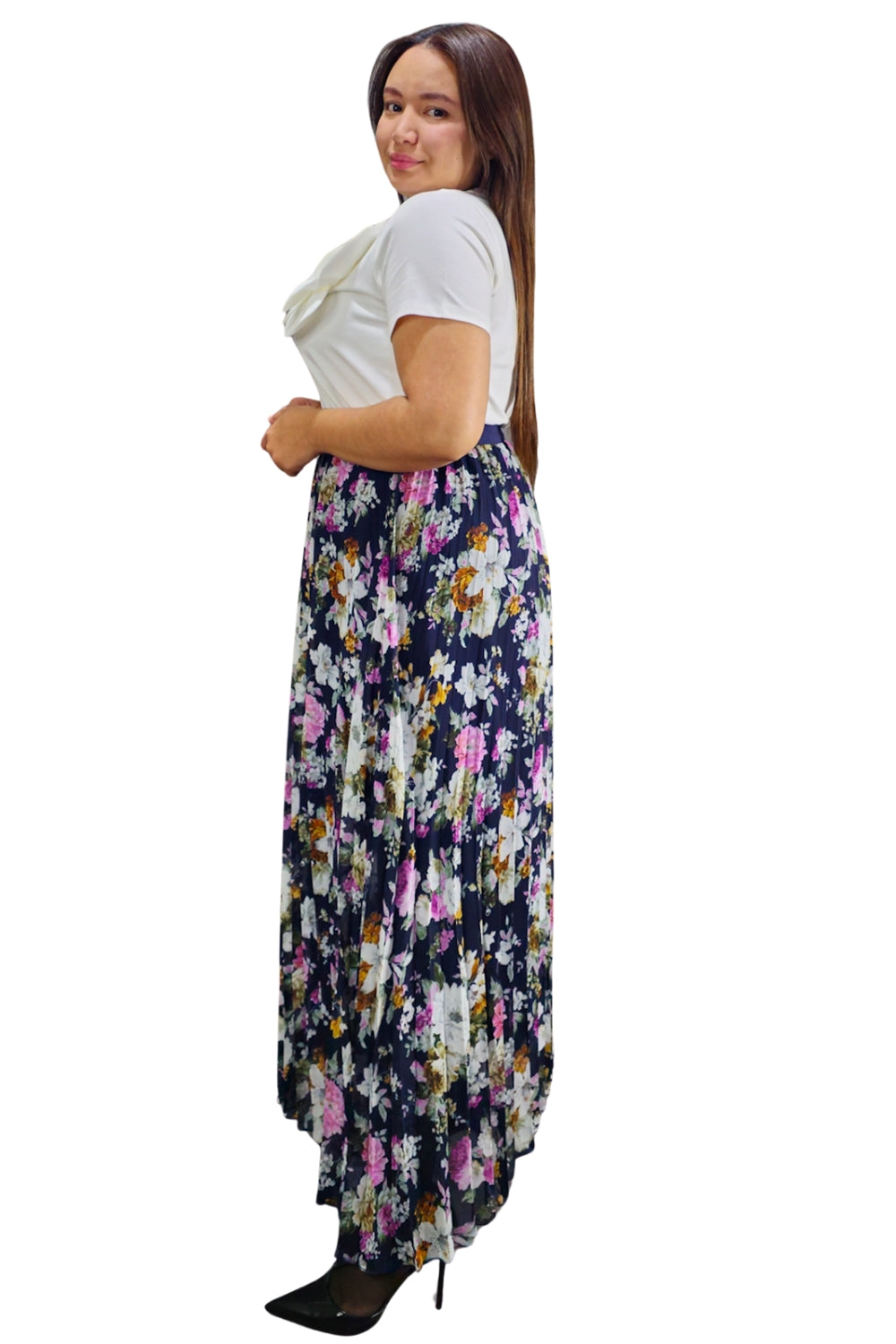 Maxi Falda Plisada Flores Eloise
