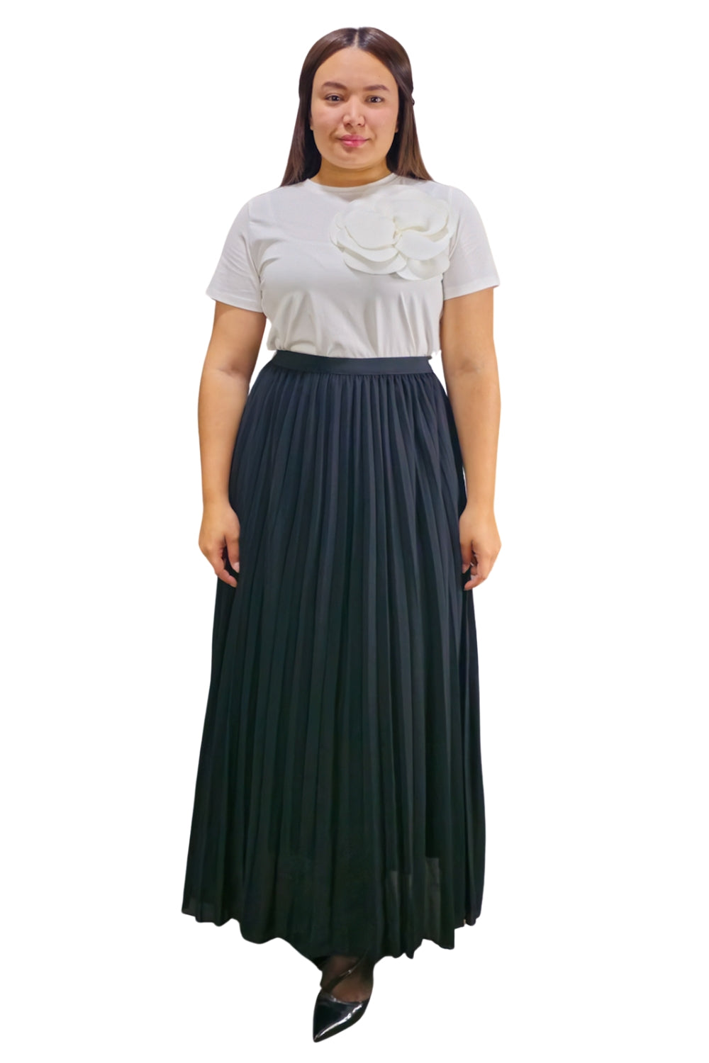 Maxi Falda Plisada Unicolor Lorraine
