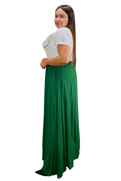 Maxi Falda Plisada Unicolor Lorraine