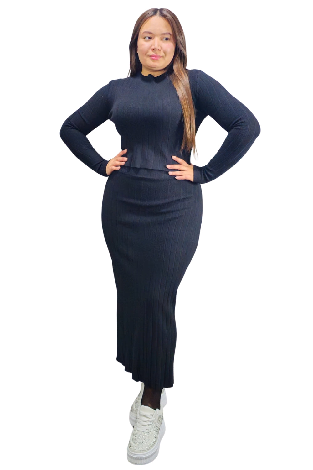 Conjunto de Lanilla Chaleco y Maxi Falda Kiva