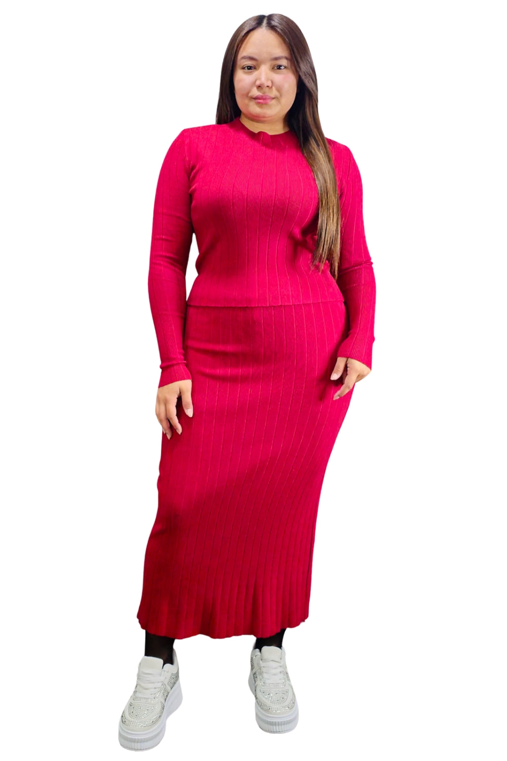 Conjunto de Lanilla Chaleco y Maxi Falda Kiva