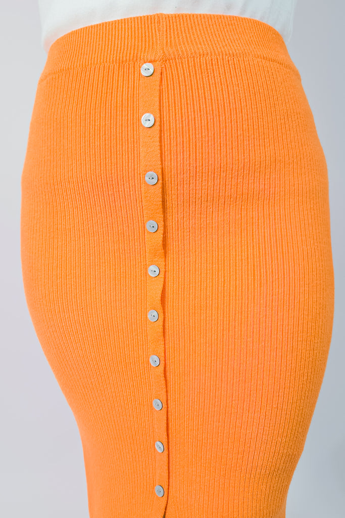 Falda de Lana Botones Naranja