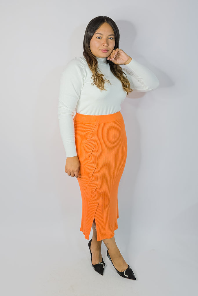 Falda de Lana Trenza Naranja