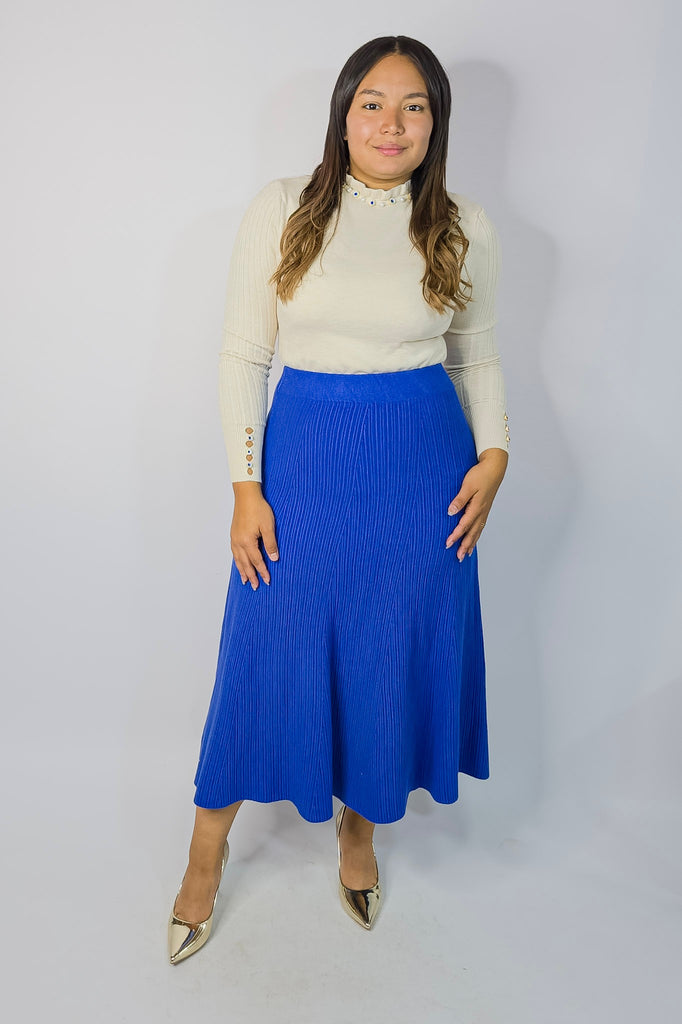 Falda de Lana Acanalada Azul