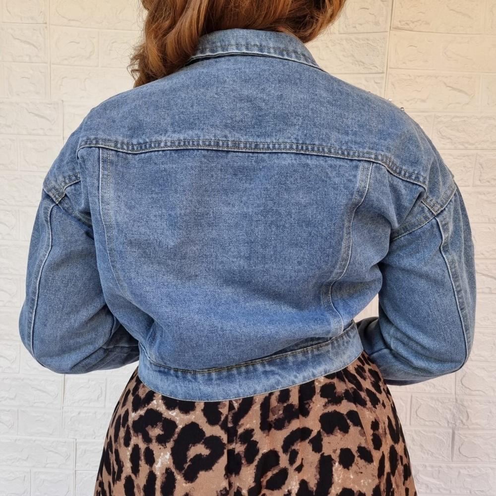 Chaqueta de Mezclilla Diamantes y Perlas